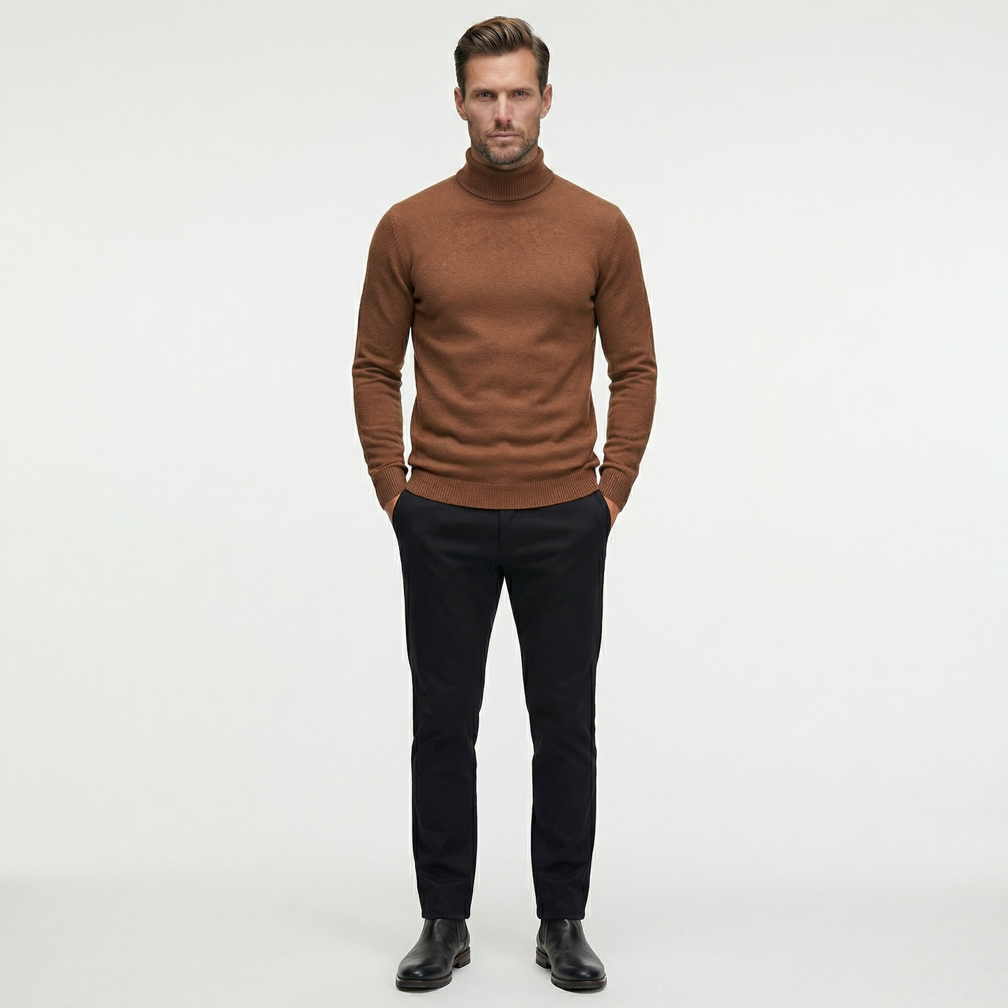 Luksusowy Dopasowany Golf Męski | Elegancki Sweter