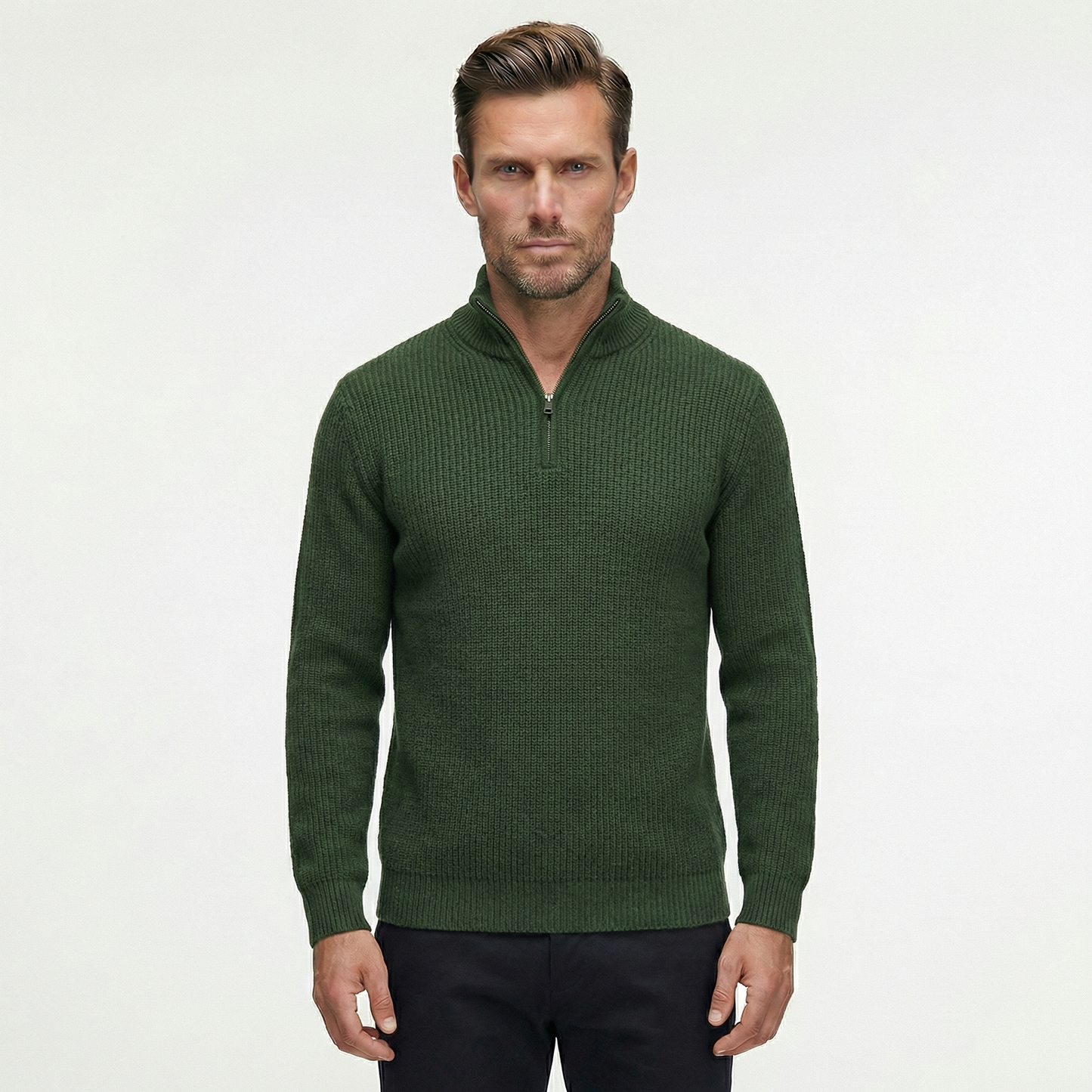 Luksusowy Sweter Męski z Półgolfem i Zamkiem | Styl Smart Casual