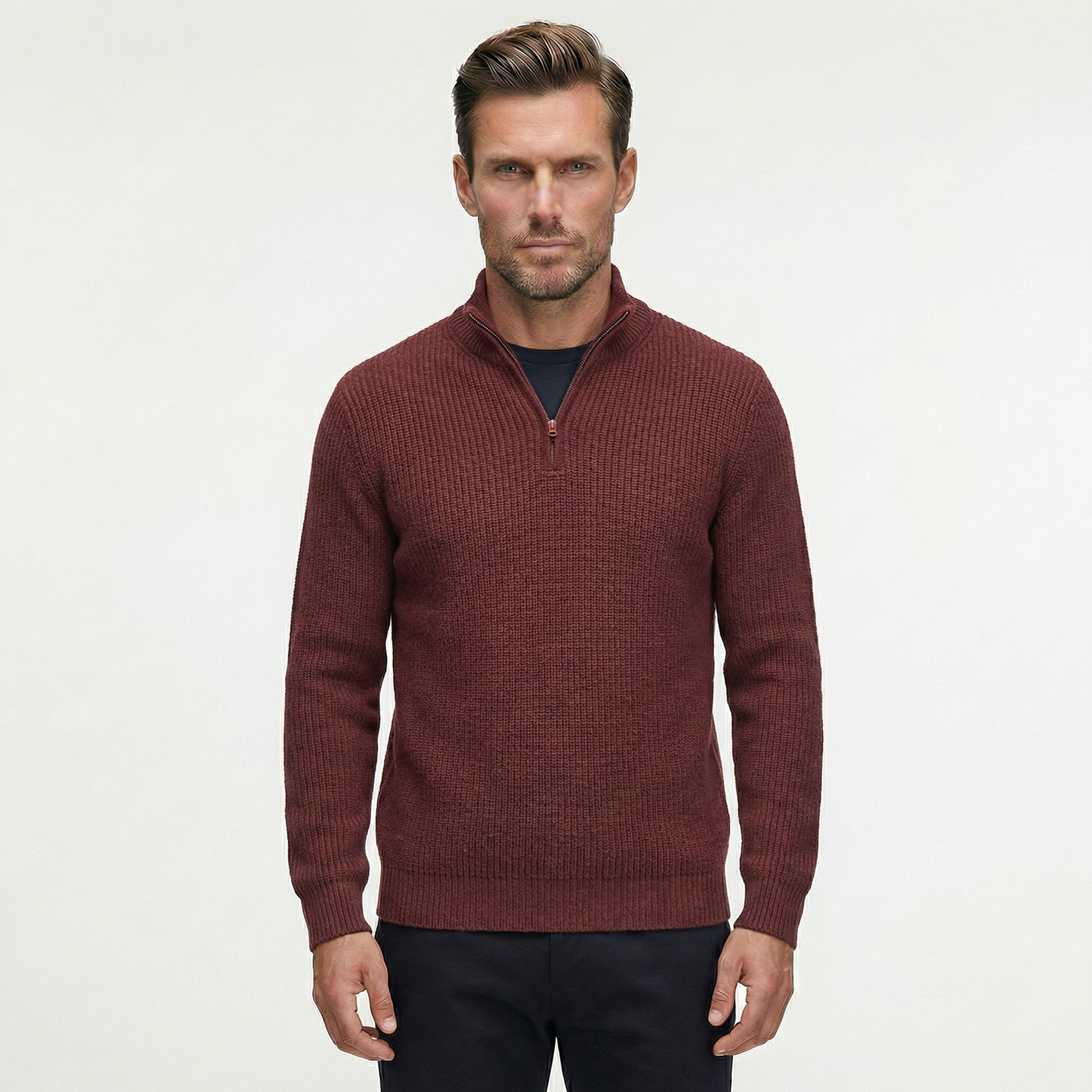 Luksusowy Sweter Męski z Półgolfem i Zamkiem | Styl Smart Casual