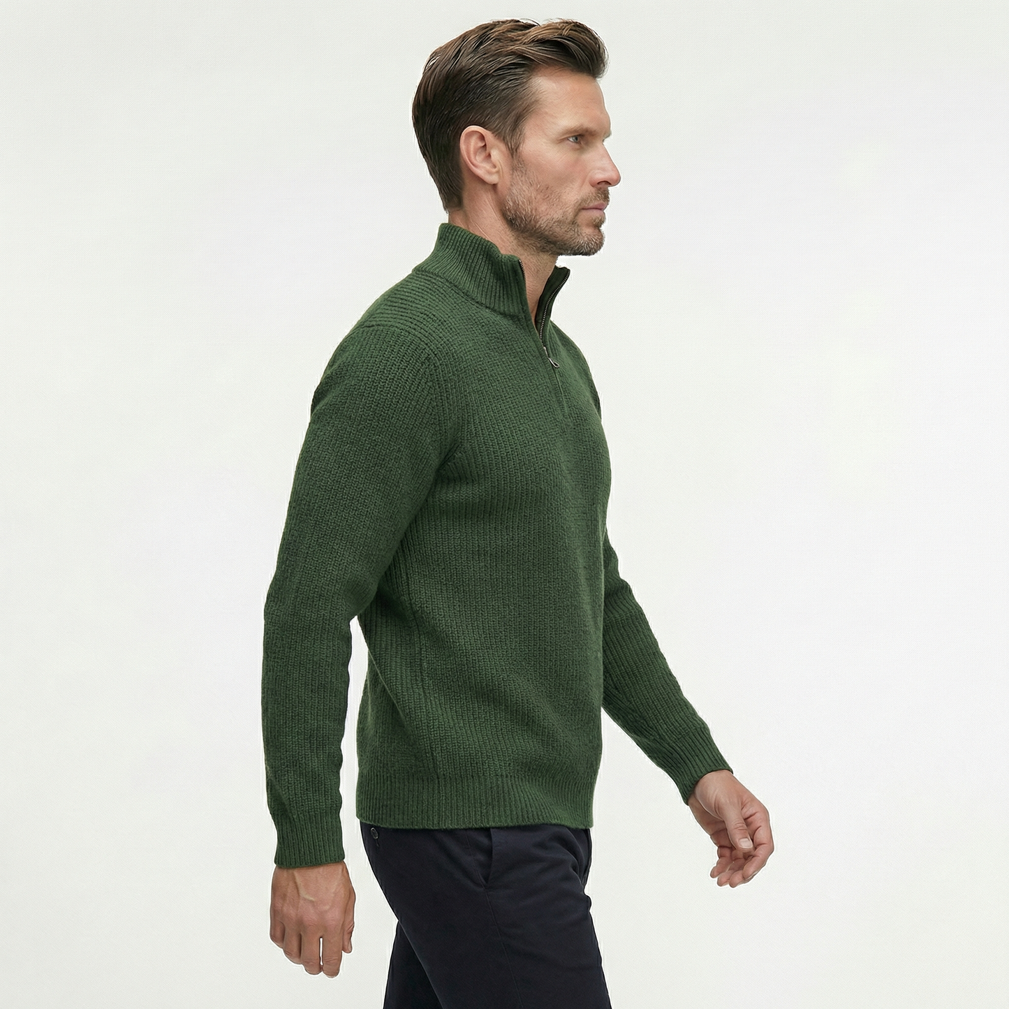 Luksusowy Sweter Męski z Półgolfem i Zamkiem | Styl Smart Casual