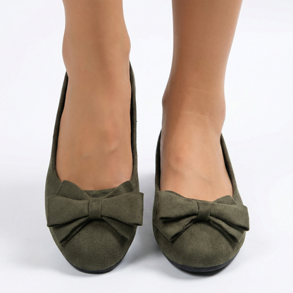 Luksusowe Zamszowe Baleriny z Kokardką | Eleganckie Buty Damskie