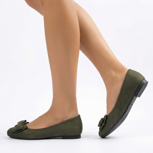 Luksusowe Zamszowe Baleriny z Kokardką | Eleganckie Buty Damskie