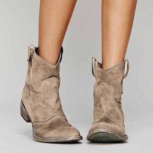 Hania - Stylowe Damskie Botki Western z Haftem