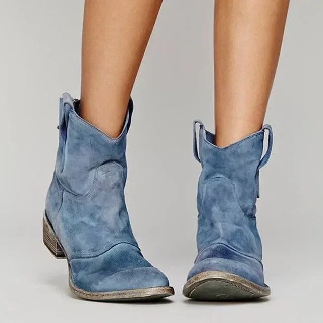 Hania - Stylowe Damskie Botki Western z Haftem