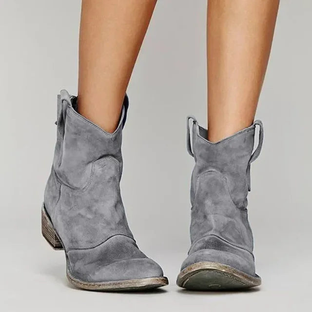 Hania - Stylowe Damskie Botki Western z Haftem