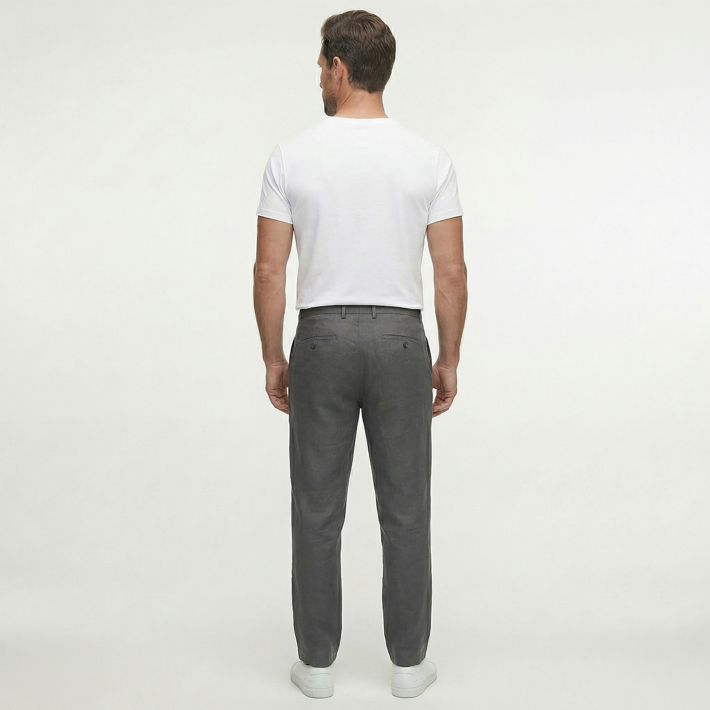 Męskie lniane spodnie ze sznurkiem | Lekkie spodnie na letni, swobodny styl