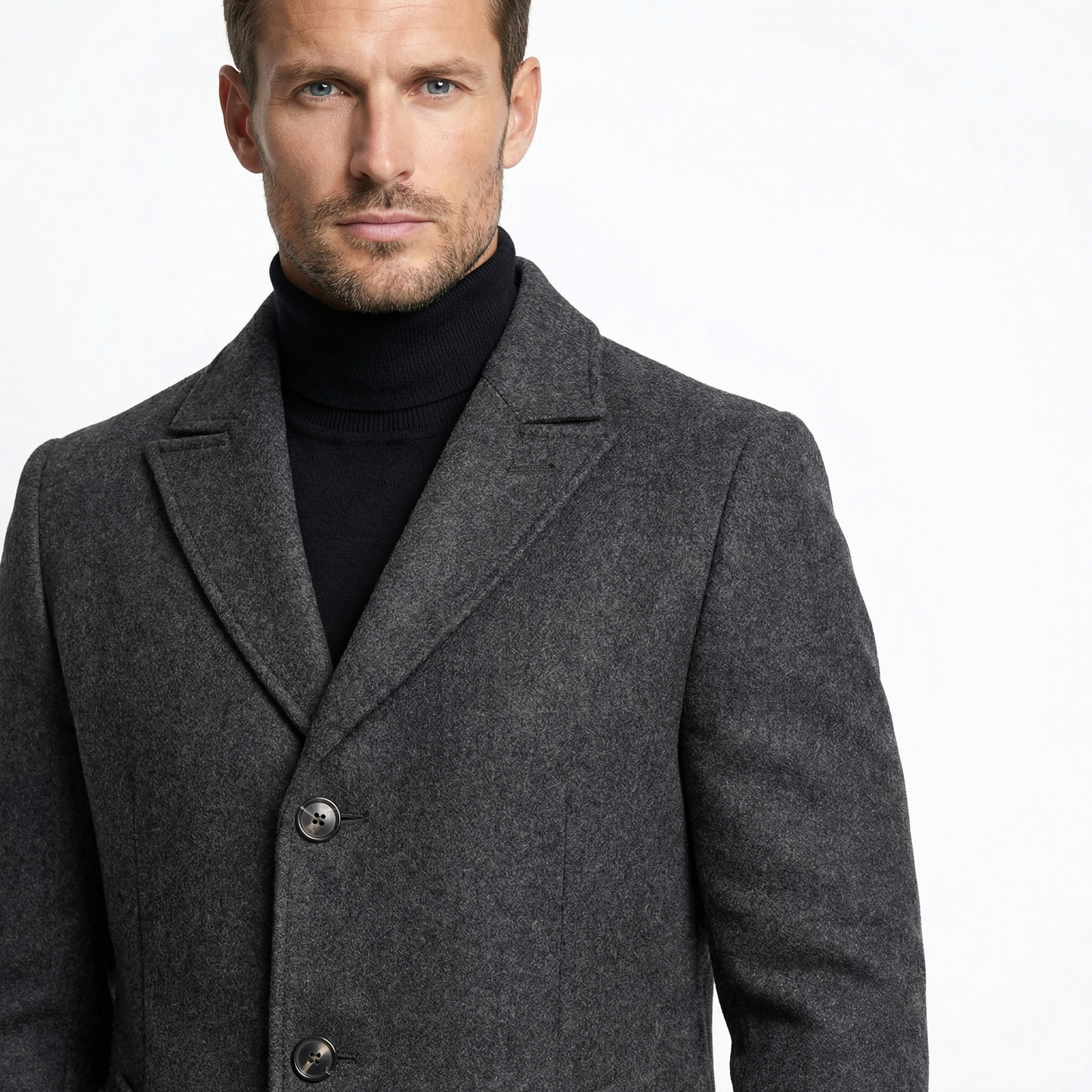 Luksusowy Długi Wełniany Płaszcz Męski | Elegancki Zimowy Krój