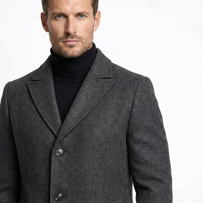Luksusowy Długi Wełniany Płaszcz Męski | Elegancki Zimowy Krój