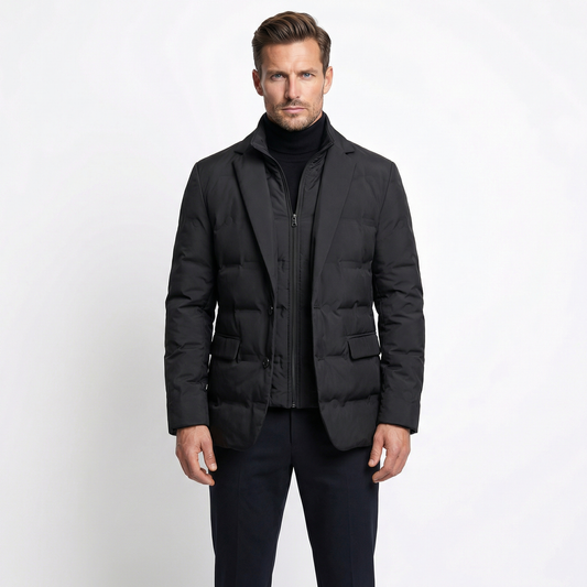 Luksusowa Pikowana Marynarka Męska z Ociepleniem | Elegancki Dopasowany Krój