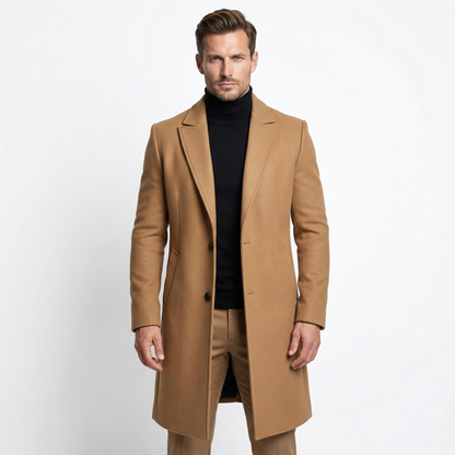 Luksusowy Długi Wełniany Płaszcz Męski | Elegancki Zimowy Krój