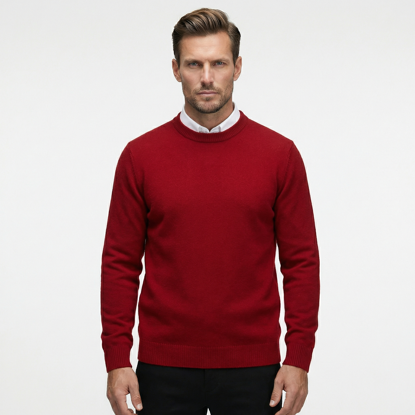 Luksusowy klasyczny sweter dzianinowy | Elegancki męski sweter z okrągłym dekoltem