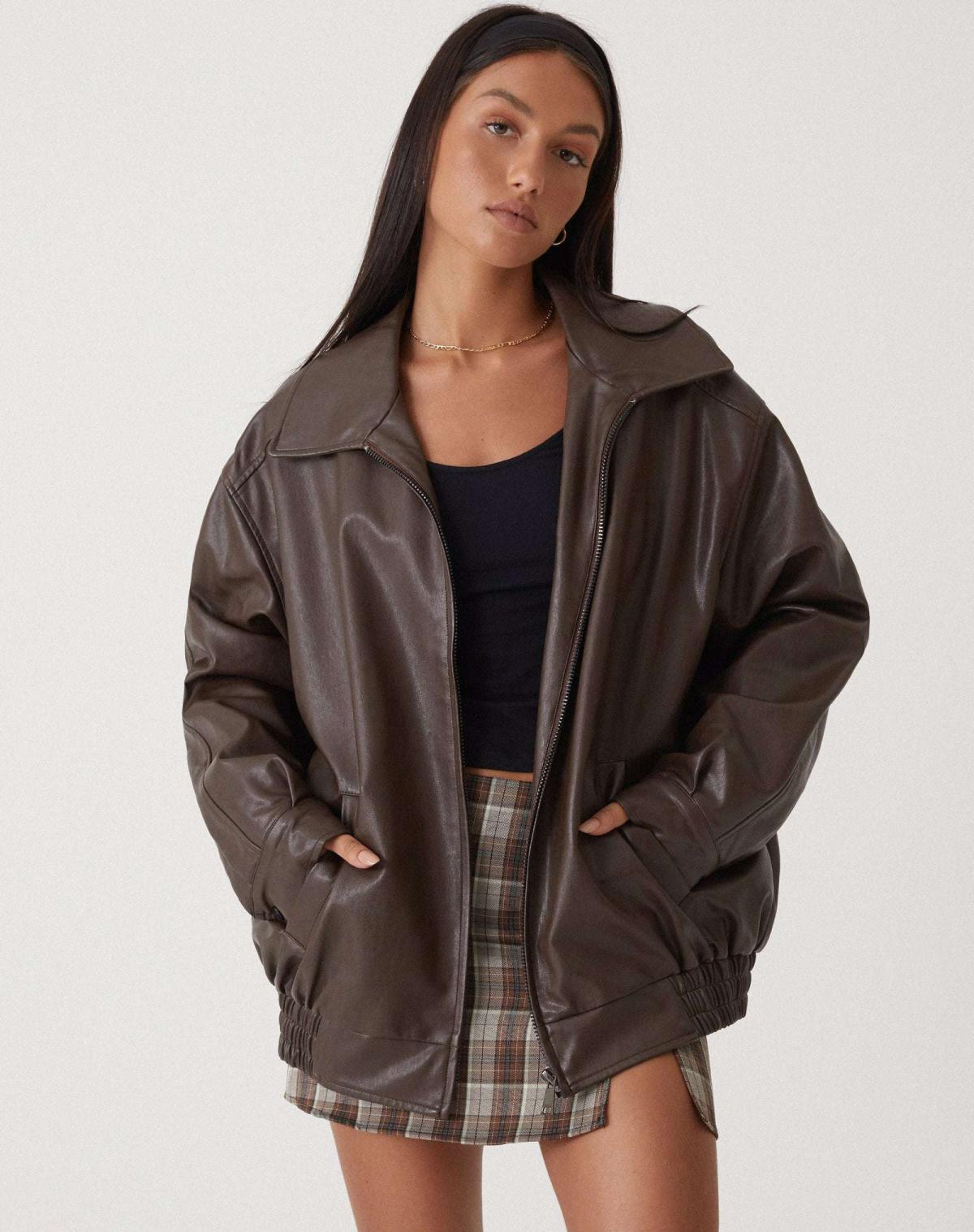 Roksana women's oversized spring bomber jacket in stylish design and vibrant color, perfect for casual outings and transitional weather. 0