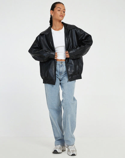 Roksana women's oversized spring bomber jacket in stylish design and vibrant color, perfect for casual outings and transitional weather. 4
