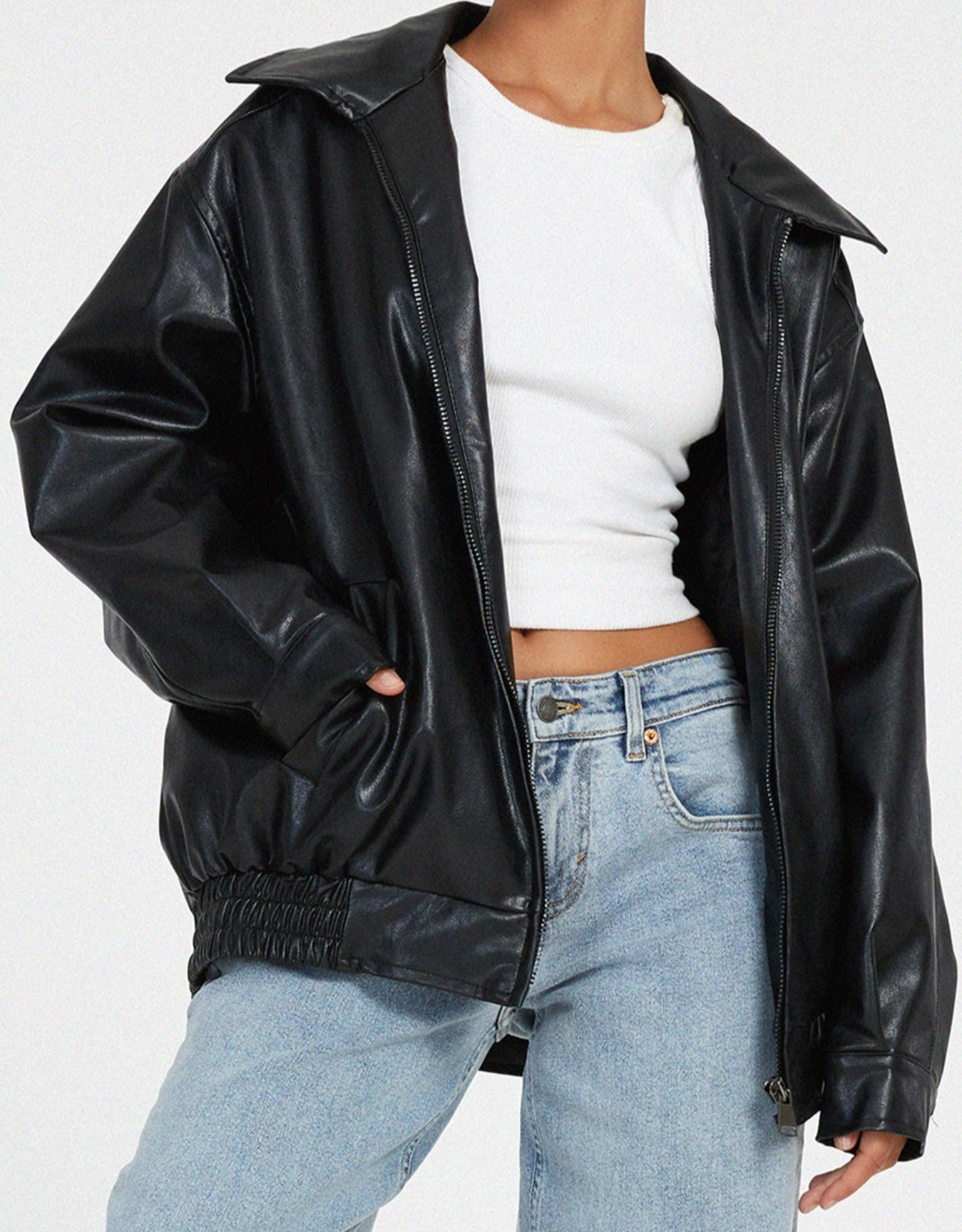 Roksana women's oversized spring bomber jacket in stylish design and vibrant color, perfect for casual outings and transitional weather. 6