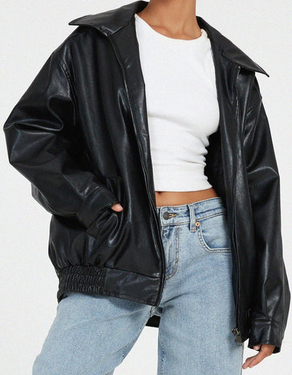 Roksana women's oversized spring bomber jacket in stylish design and vibrant color, perfect for casual outings and transitional weather. 6