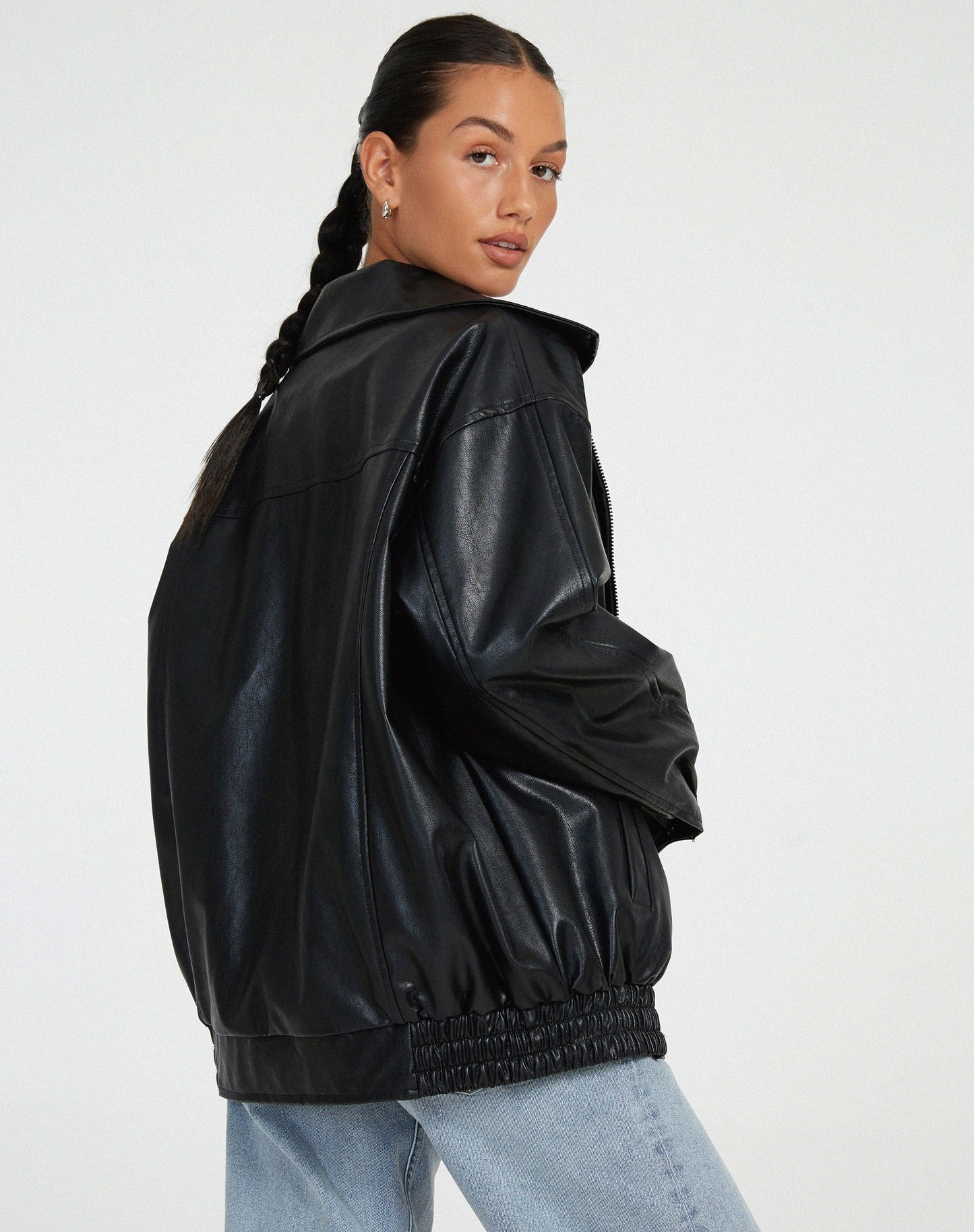 Roksana women's oversized spring bomber jacket in stylish design and vibrant color, perfect for casual outings and transitional weather. 7