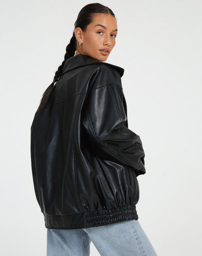 Roksana women's oversized spring bomber jacket in stylish design and vibrant color, perfect for casual outings and transitional weather. 7