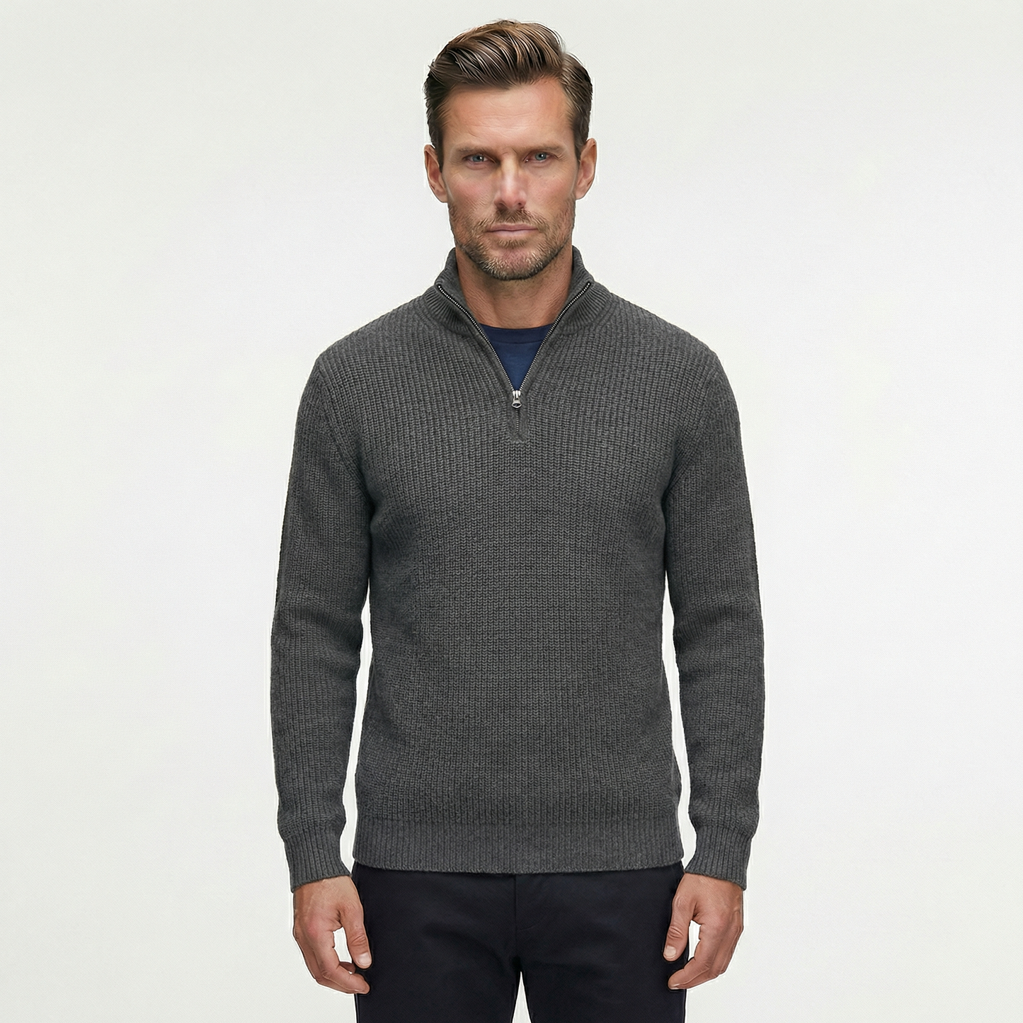 Luksusowy Sweter Męski z Półgolfem i Zamkiem | Styl Smart Casual