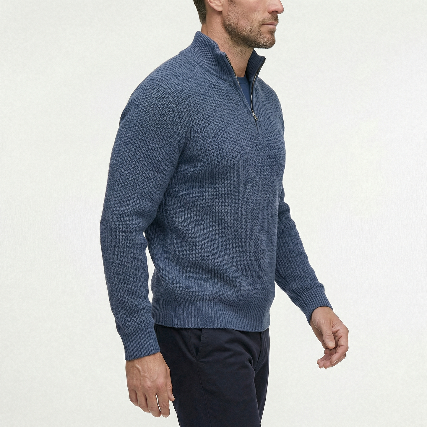 Luksusowy Sweter Męski z Półgolfem i Zamkiem | Styl Smart Casual