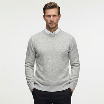 Luksusowy klasyczny sweter dzianinowy | Elegancki męski sweter z okrągłym dekoltem