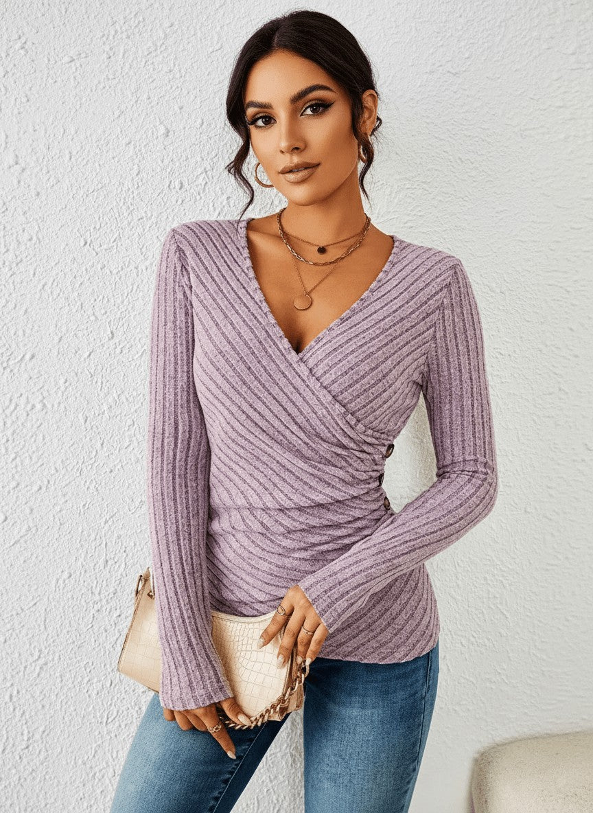 Amelita | Blouse met V-hals en lange mouwen
