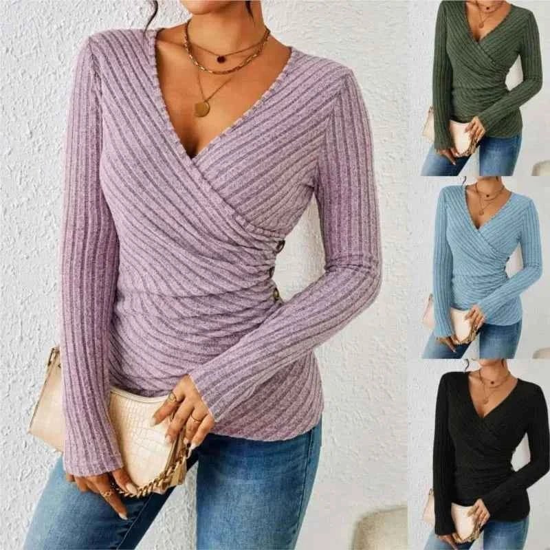 Amelita | Blouse met V-hals en lange mouwen