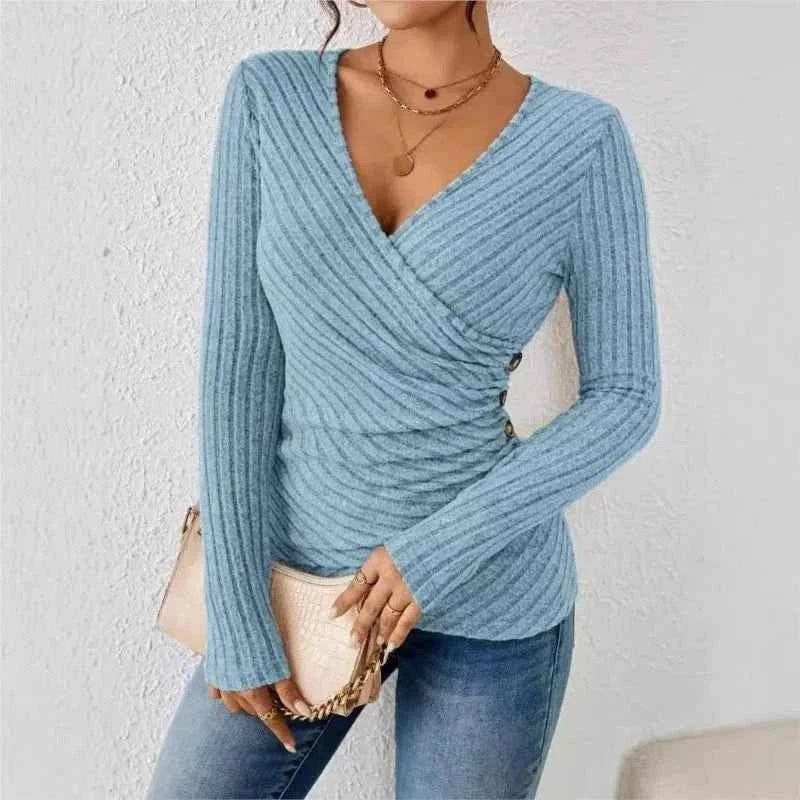 Amelita | Blouse met V-hals en lange mouwen