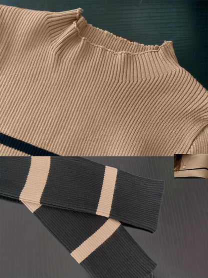 Basia | Gestreepte jurk van ribgebreid materiaal