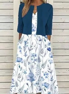 Fiona | Midi-jurk met bloemen en zakken