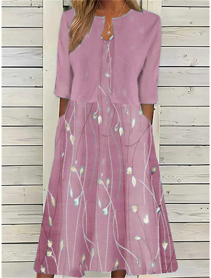 Fiona | Midi-jurk met bloemen en zakken