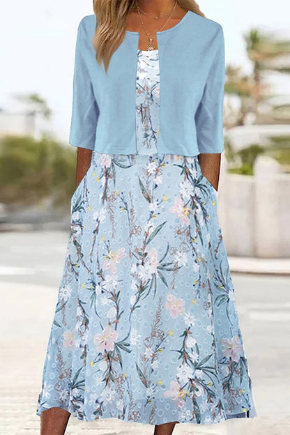 Fiona | Midi-jurk met bloemen en zakken