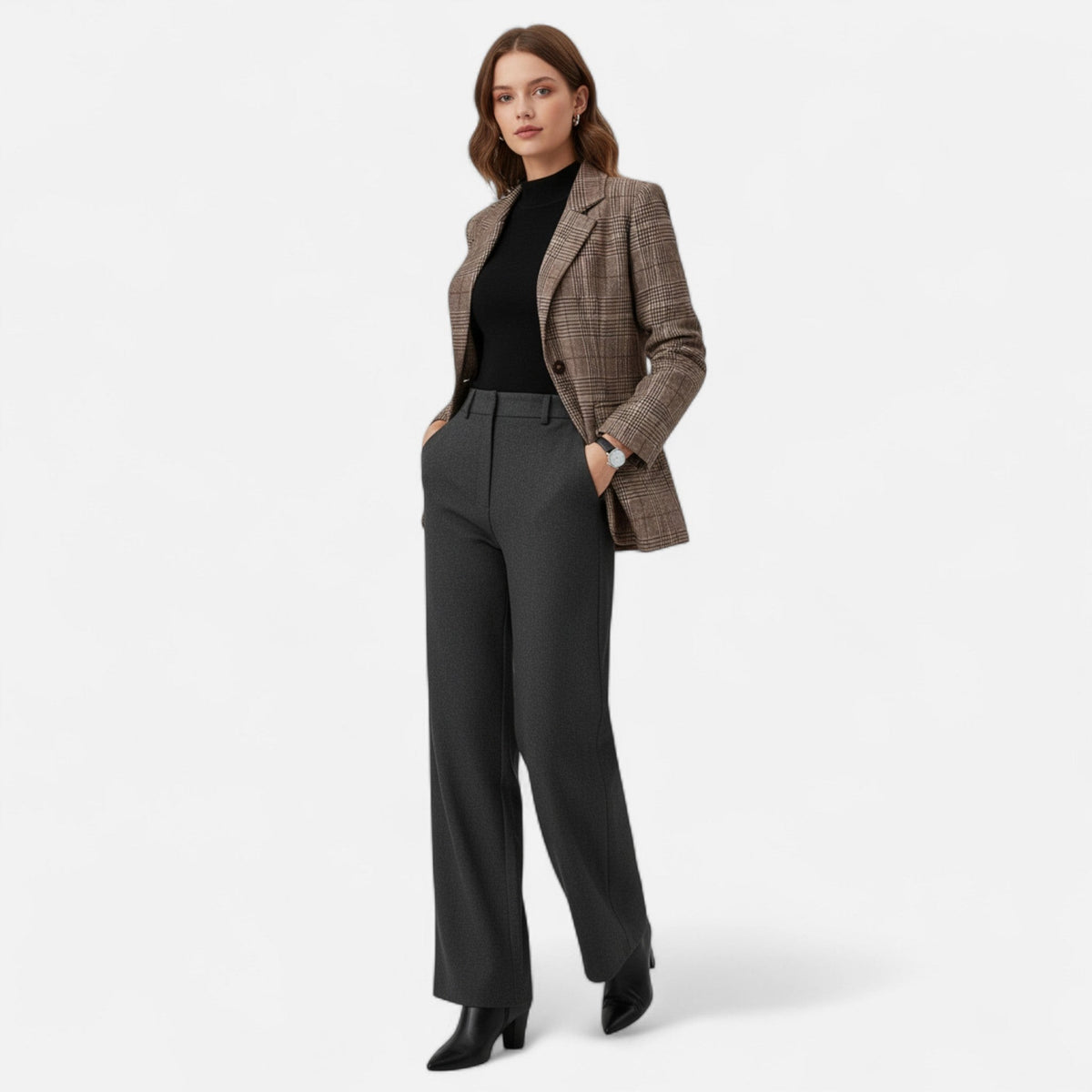 Hania | Geruit colbert met single-breasted sluiting