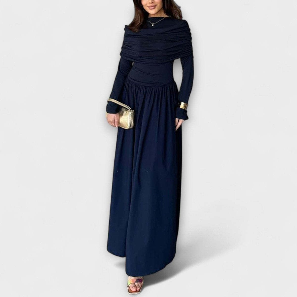 Hanna | Elegante geplooide maxi-jurk