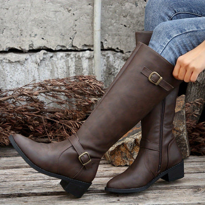 Kinga | Eleganckie buty do kolan z klamrą