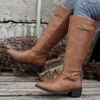 Kinga | Eleganckie buty do kolan z klamrą