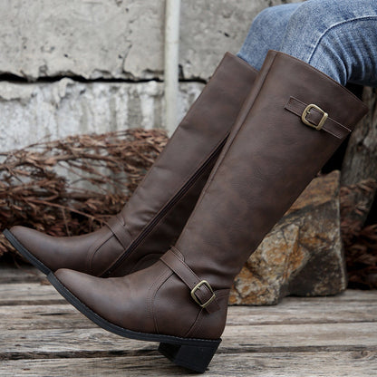 Kinga | Eleganckie buty do kolan z klamrą