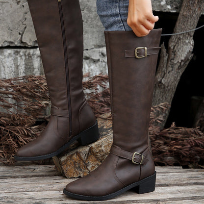 Kinga | Eleganckie buty do kolan z klamrą