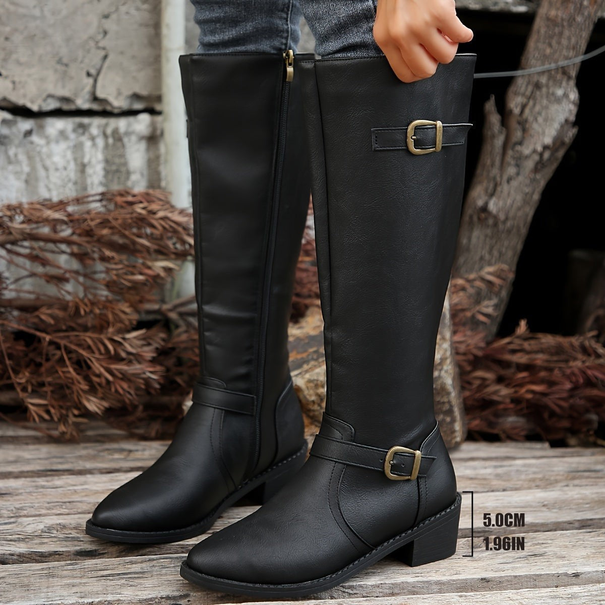 Kinga | Eleganckie buty do kolan z klamrą