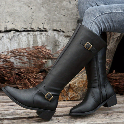Kinga | Eleganckie buty do kolan z klamrą