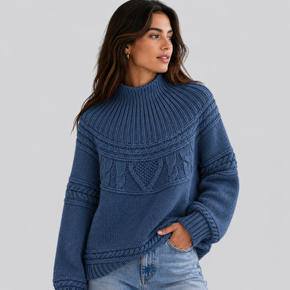 Kordelia | Sweter z warkoczami i stójką