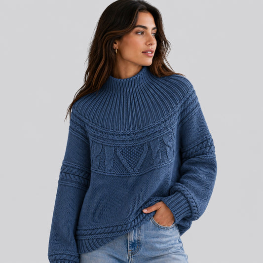 Kordelia | Sweter z warkoczami i stójką