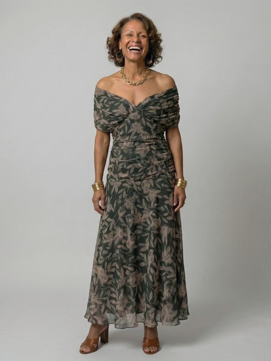 Lena | Midi-jurk met afhangende schouders