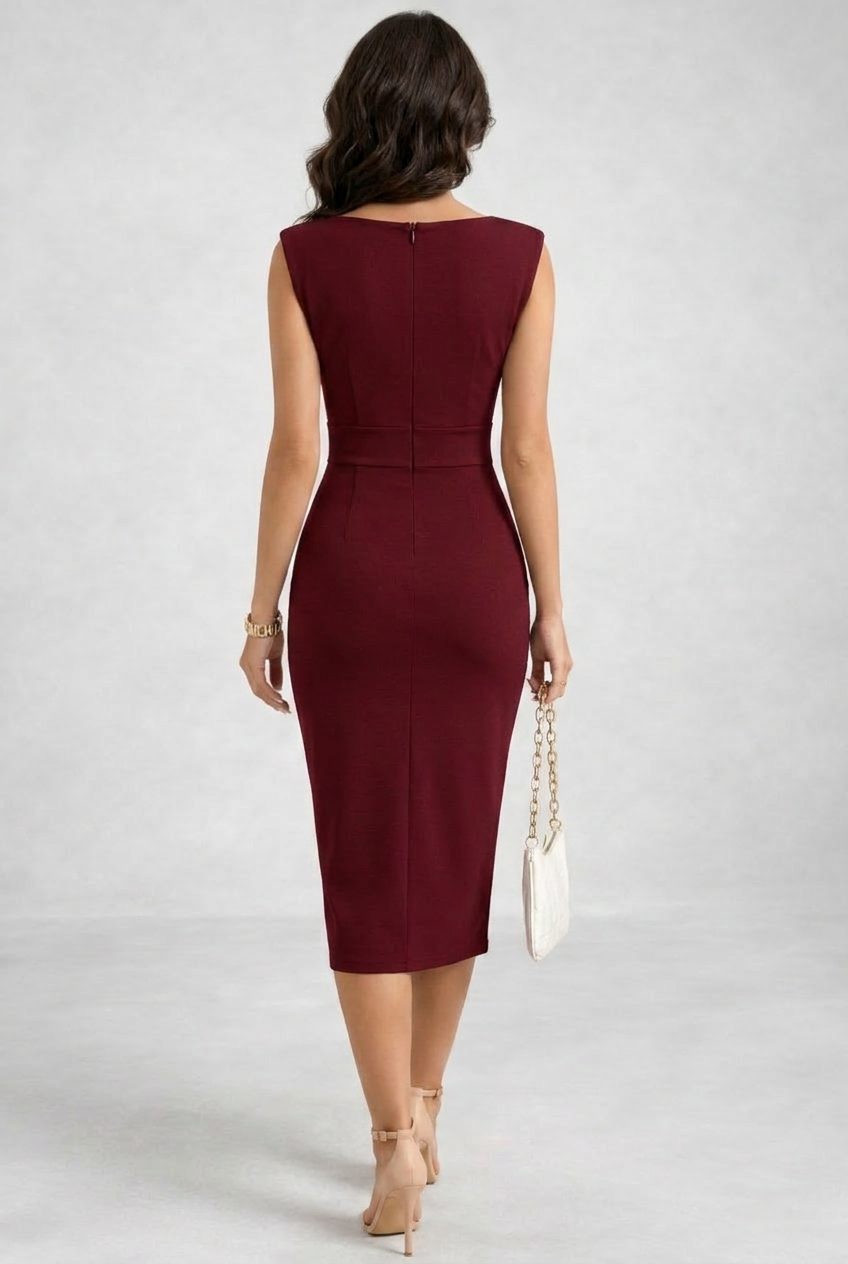 Lidia | Midi-jurk met watervalhals