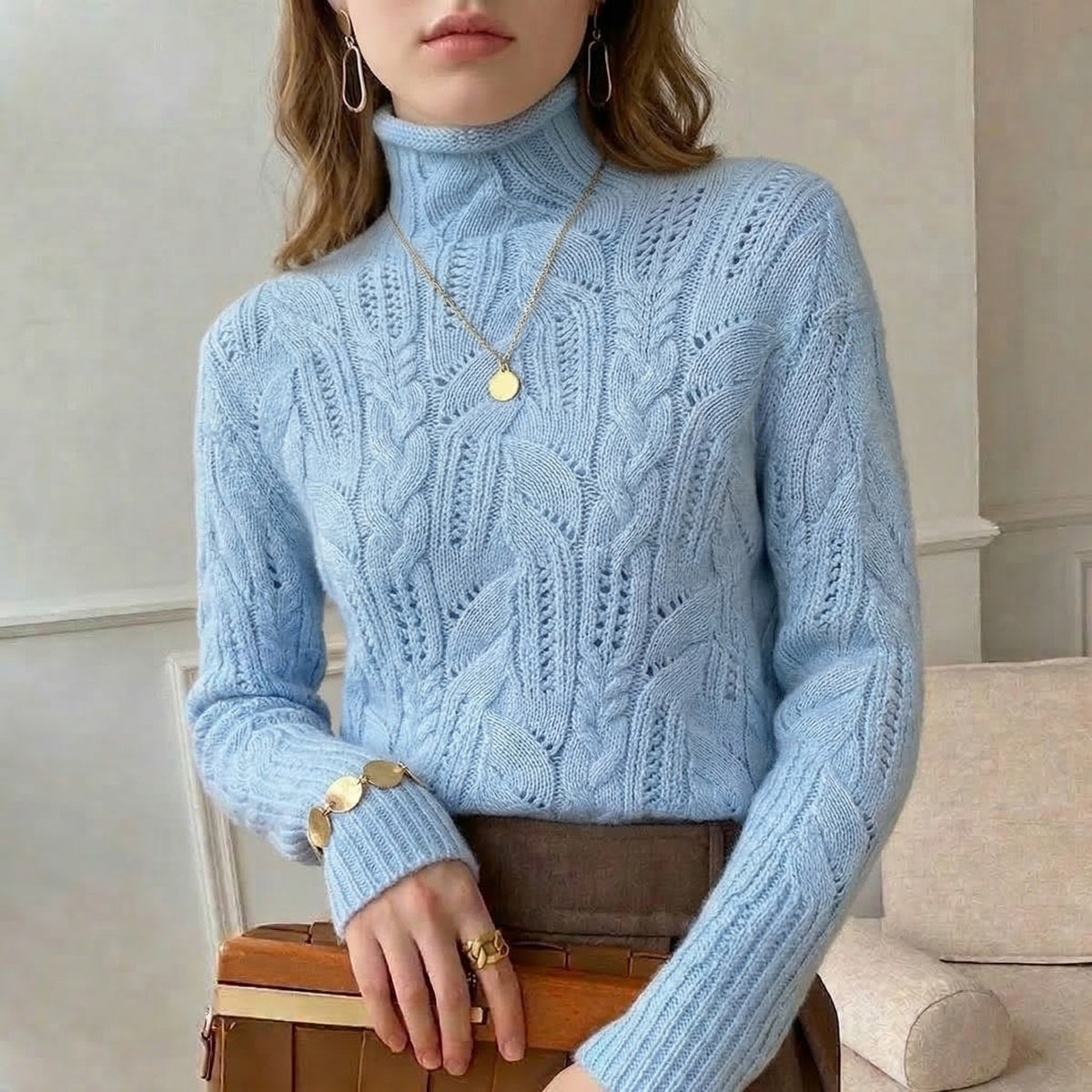 Lucyna | Sweter ze splotem kablowym