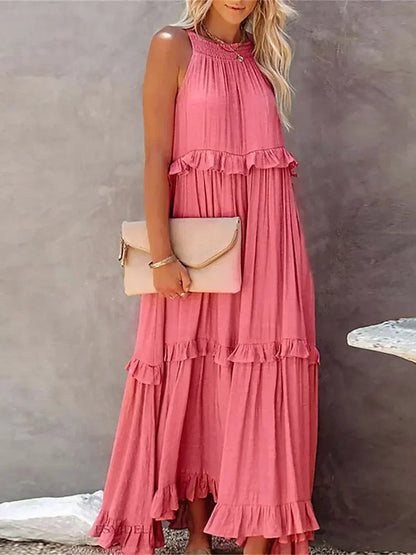 Maja | Maxi-halterjurk met ruches