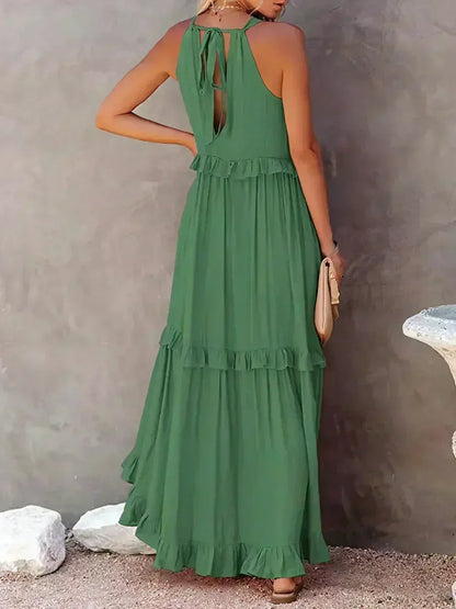 Maja | Maxi-halterjurk met ruches