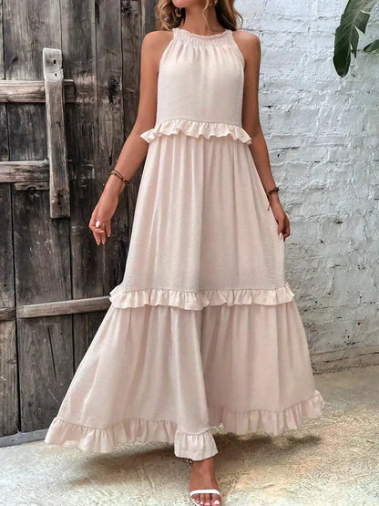 Maja | Maxi-halterjurk met ruches