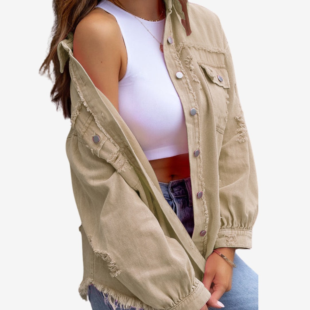 Marcelina | Oversized overhemd met rafelafwerking