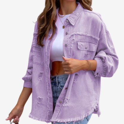 Marcelina | Oversized overhemd met rafelafwerking