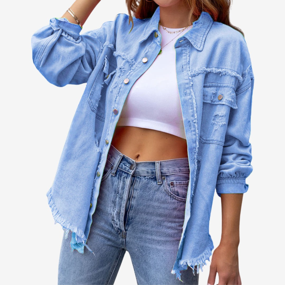Marcelina | Oversized overhemd met rafelafwerking